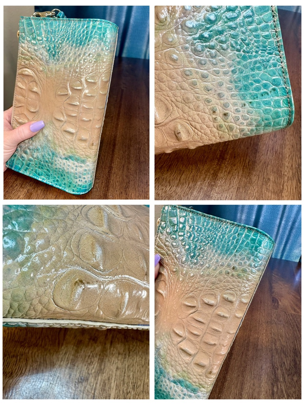 Brahmin EUC Daisy - Ocean Ombré - Perfect EYE - VERY HTF, RARE - Clutch/Wristlet - Picture 8 of 16